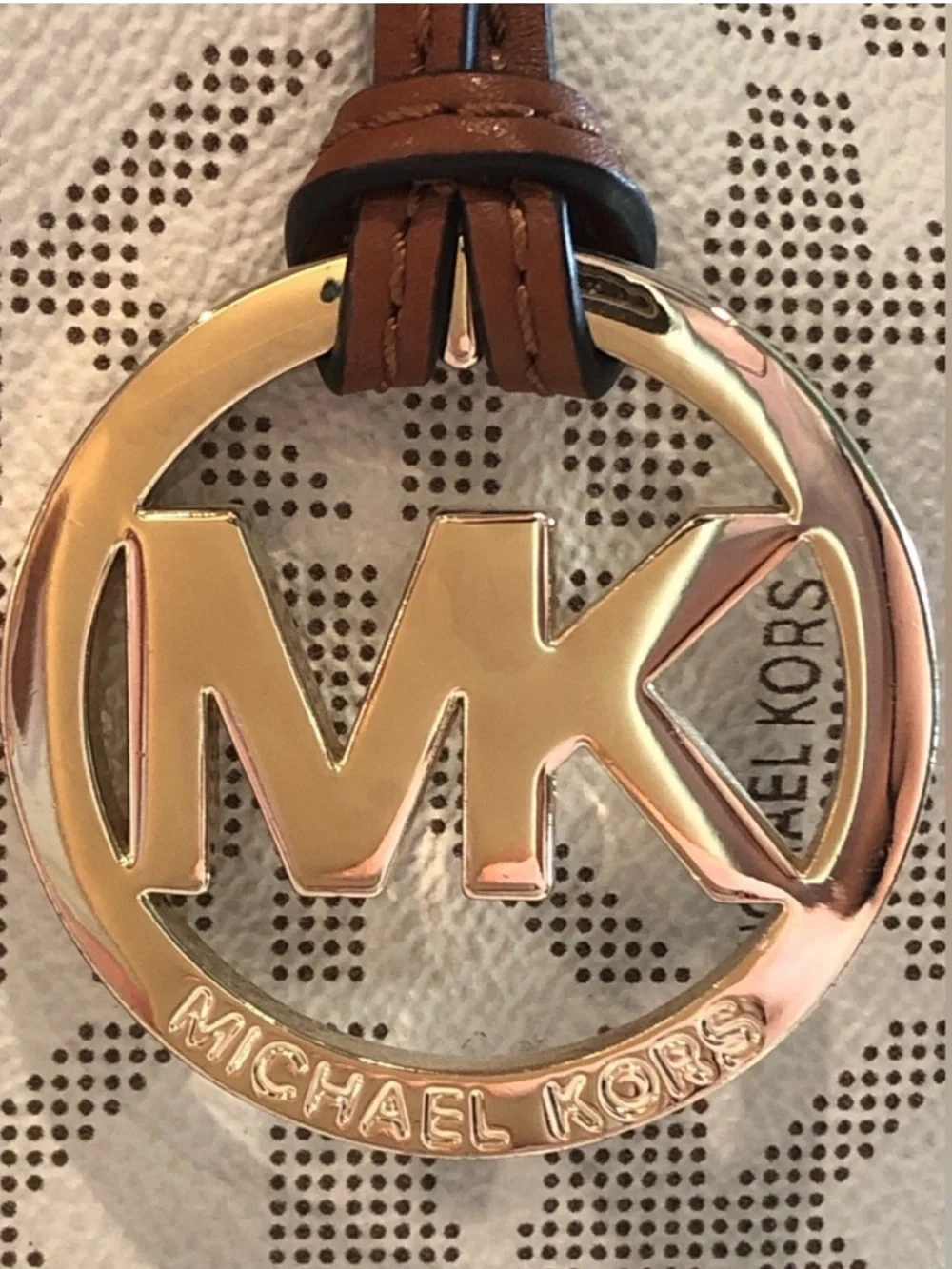 Michael Kors Jet Set Signature Drawstring Tote Bag Vanilla Brown Shoulder Purse